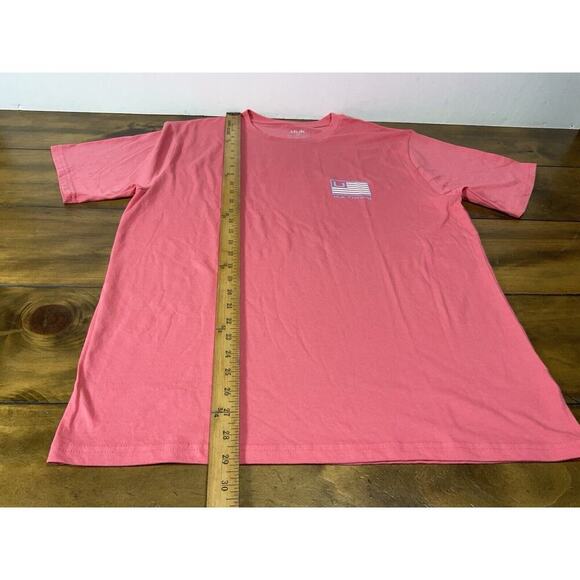 HUK Fishing T-Shirt Ocean Coral USA Flag ss Crewneck Relaxed Fit Mens Medium - Picture 5 of 8